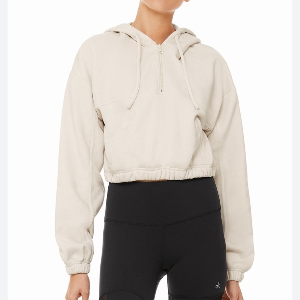 Alo Yoga Stadium Half Zip Hoodie- Bone Color